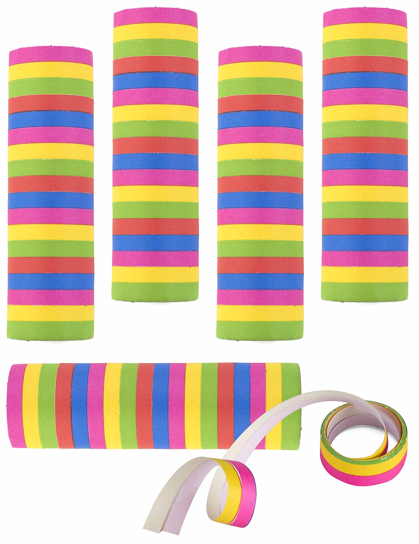 Rouleaux serpentins pour fête multicolore arc-en-ciel lot de 5