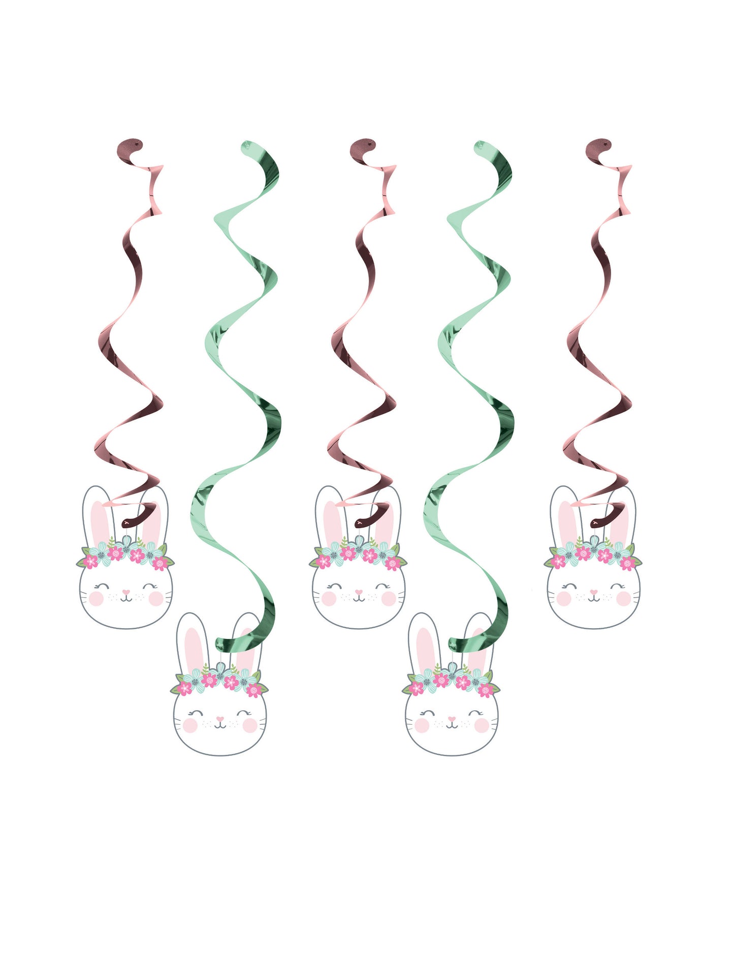 5 spirális kartonból készült nyuszi dísz születésnapra