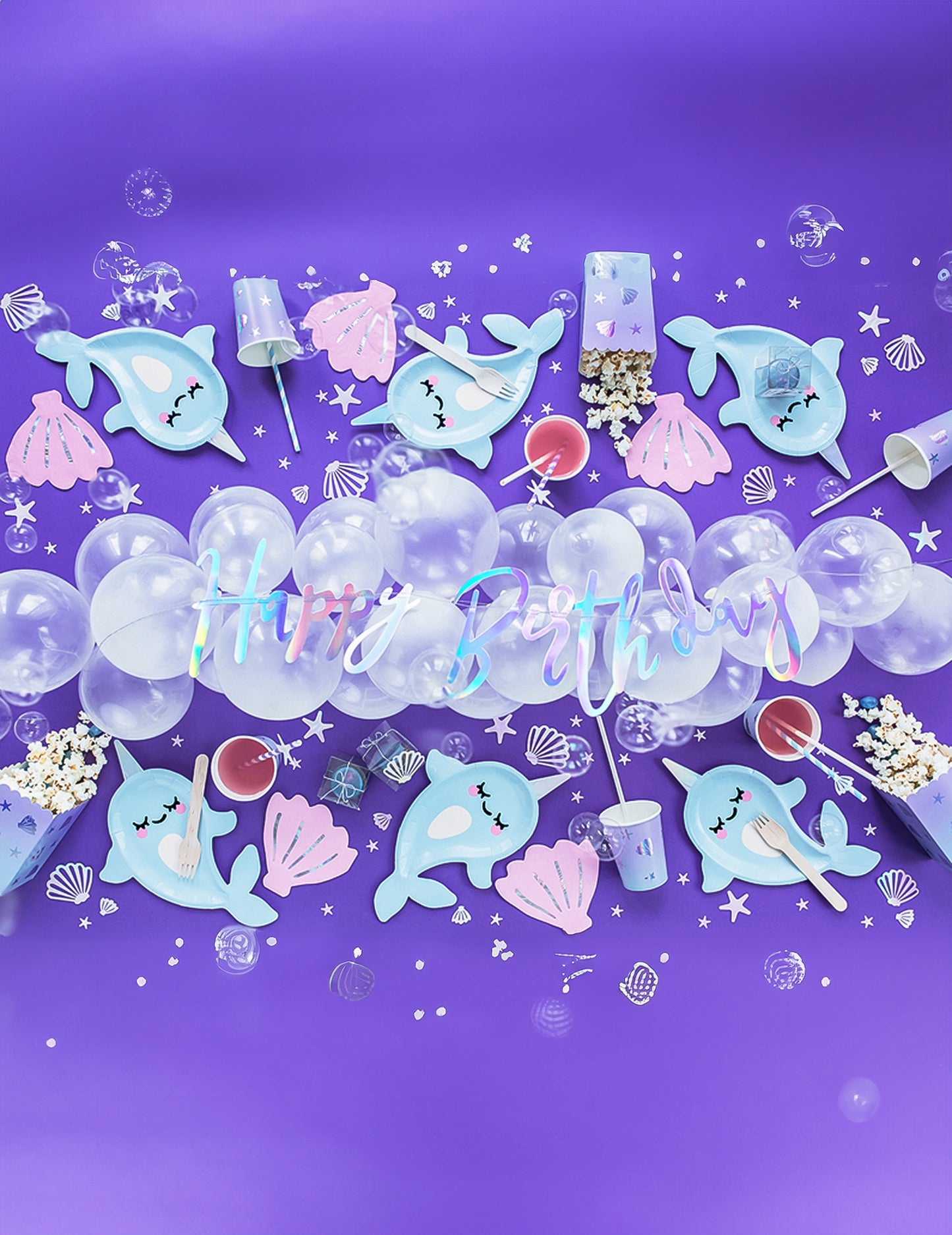 6 db kék narvál tengeri unikornis alakú kartontányér, 18,5 x 29 cm