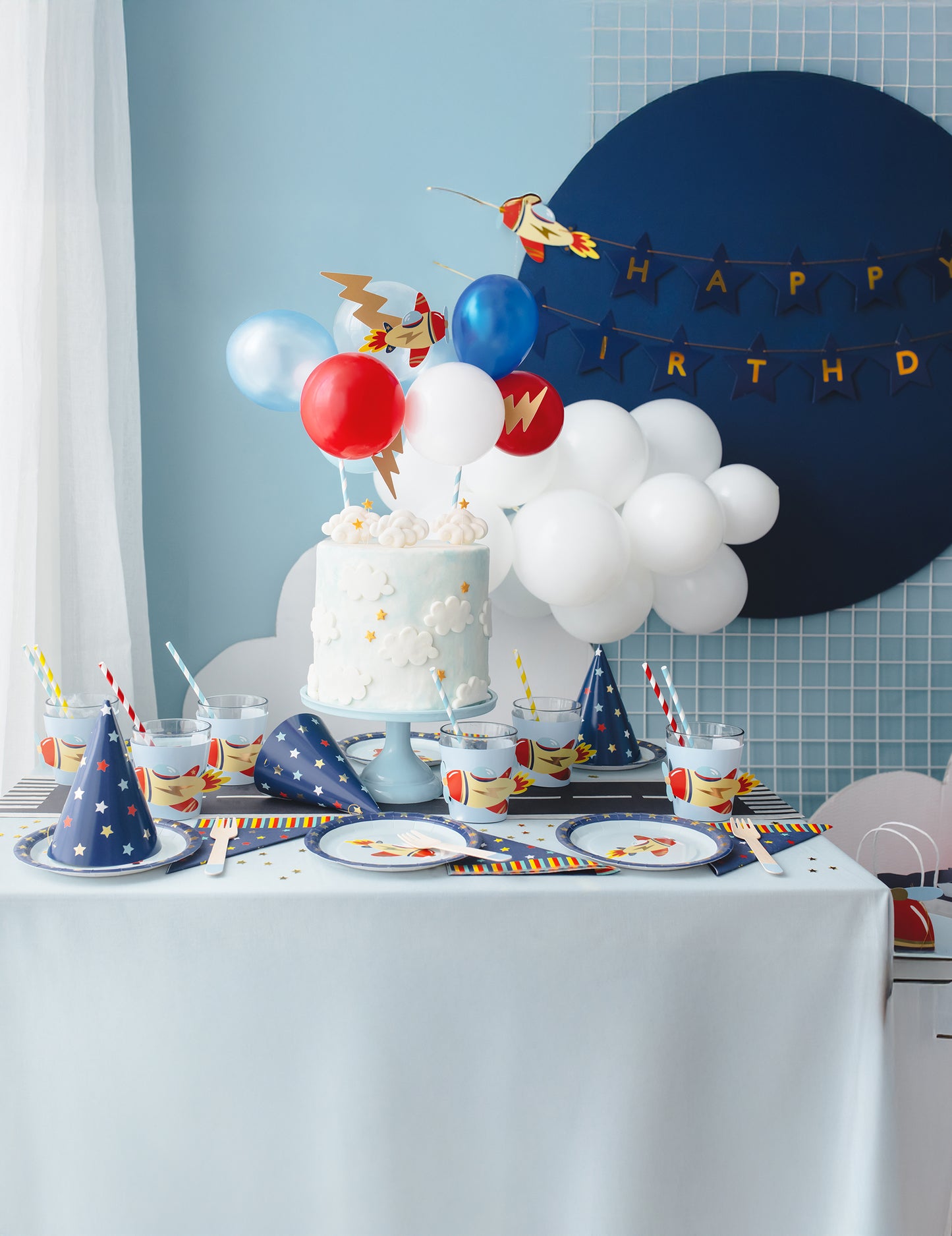 6 db kis repülőgép rendszáma 18 cm kék karton