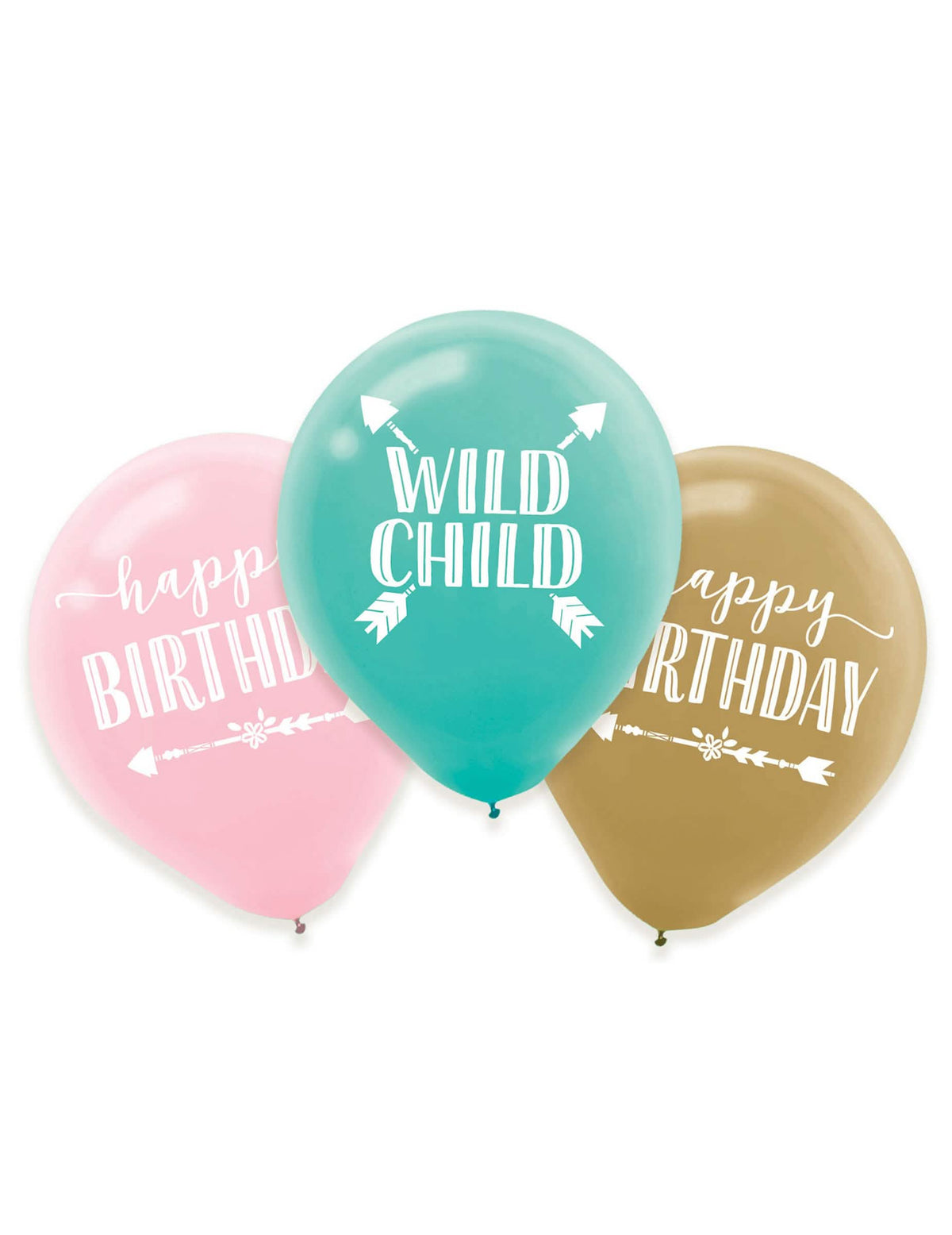 Boho születésnapos latexlufik gyermeknek rózsaszín, türkiz és arany happy birthday