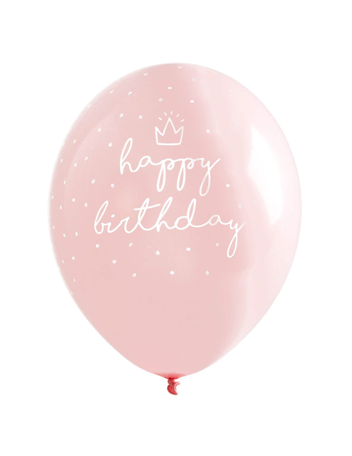 rózsaszín, fehér pöttyös latex lufik Happy Birthday születésnapra