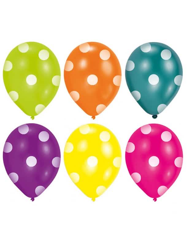 6 multicolor pöttyös latex lufik születésnapra