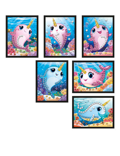 6 holografikus mozaik narvál kártya 10 x 16 cm gyermekfoglalkozás