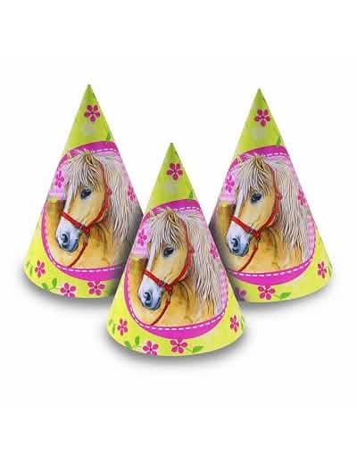 Chapeaux de fête Chevaux pour enfant vert et rose