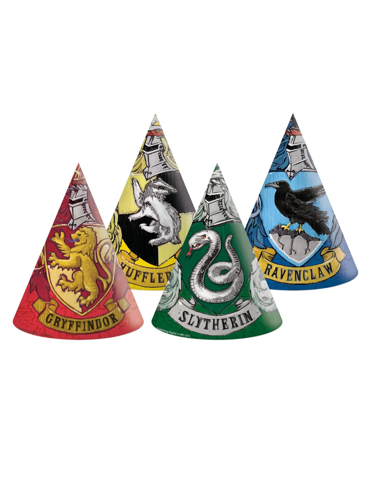 Harry Potter karton ünnepi kalapok gyermekeknek, többszínűek, a négy ház címerével