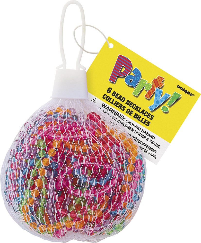 6 colliers de perles en plastique transparent et coloré