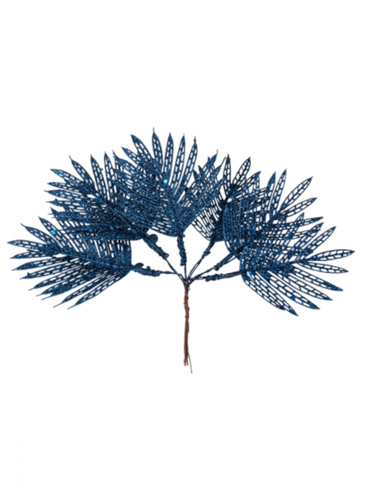 Feuilles tropicales sur tige jungle pour décoration bleu marine pailleté