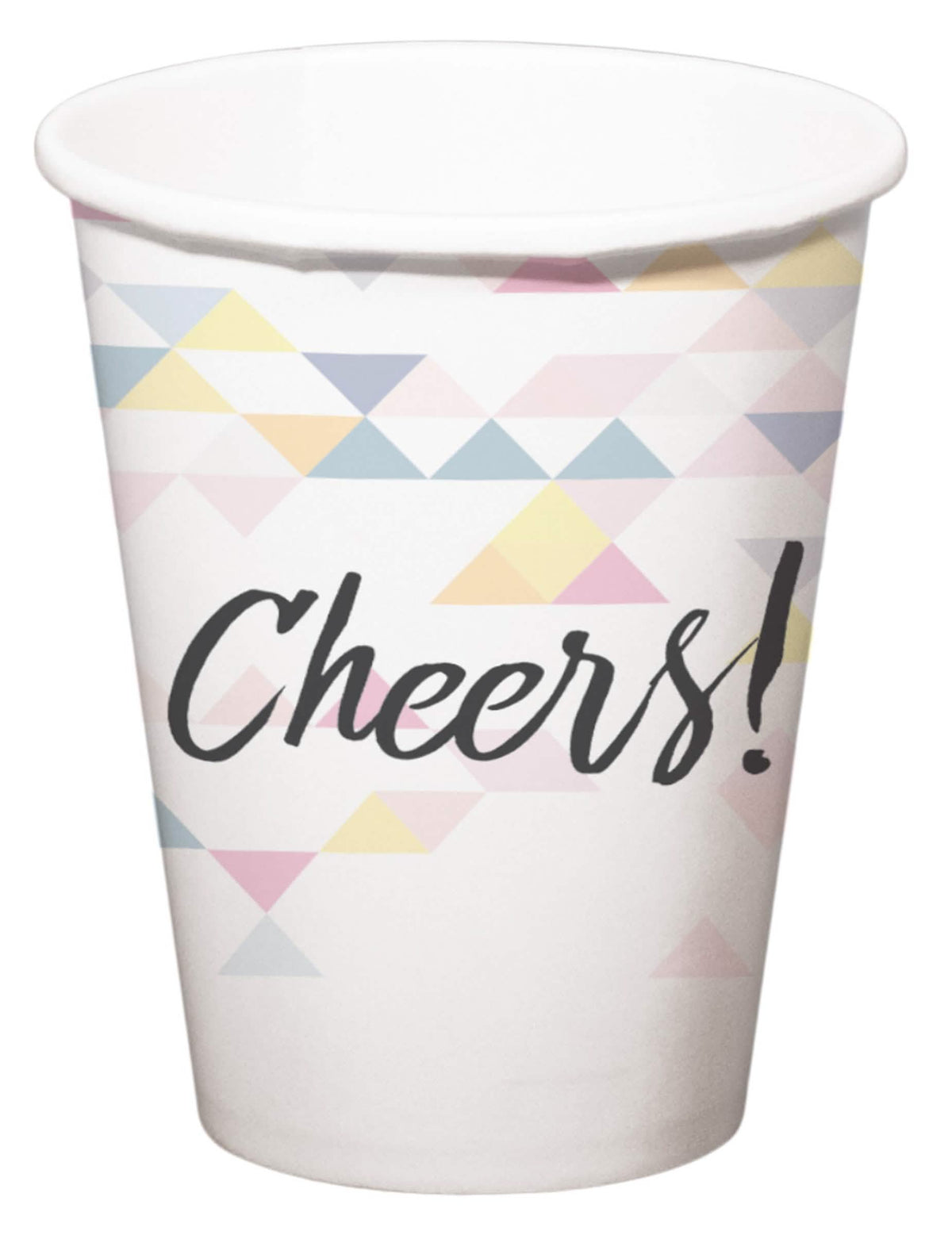 Geometrikus Cheers papírpoharak fehér pasztell ünnepséghez
