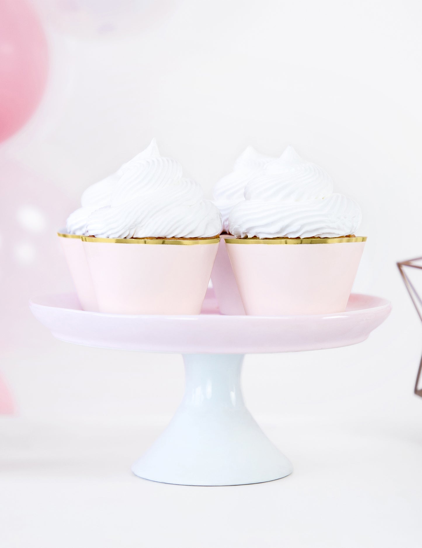 6 karton cupcake dísz púderrózsaszínben és metál aranyban