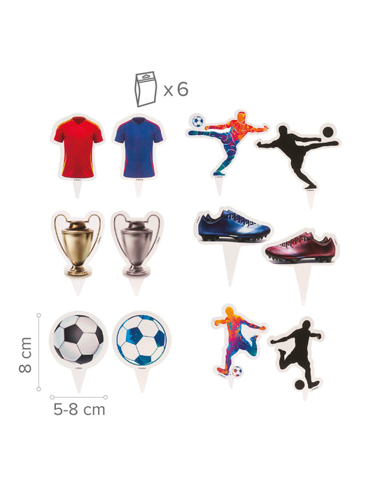 6 részes Cupcake dekorációs készlet Football topperrel