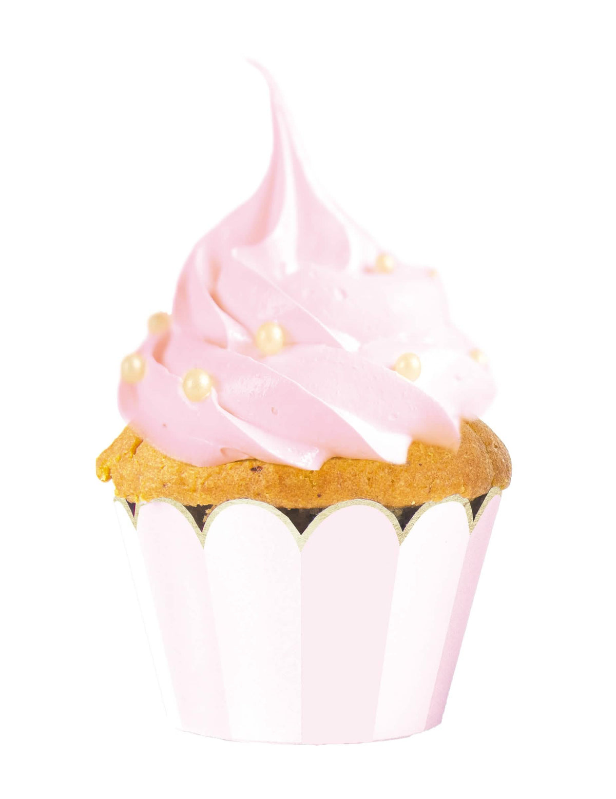cupcake rózsaszín és fehér, arany fésűs szegéllyel moldázás