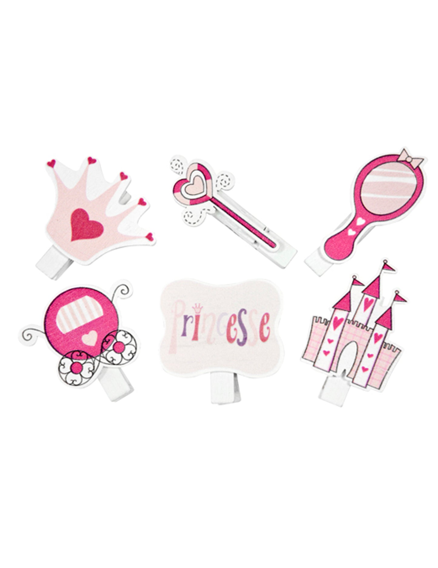 6 díszes hercegnős témájú klipsz 4 cm születésnapi asztalra