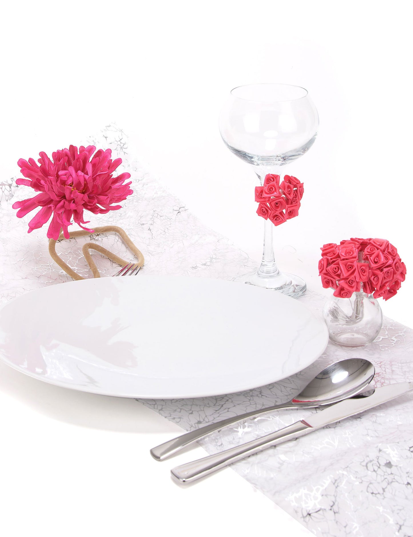 48 mini selyem fukszia rózsa 1 x 8 cm száron esküvőre