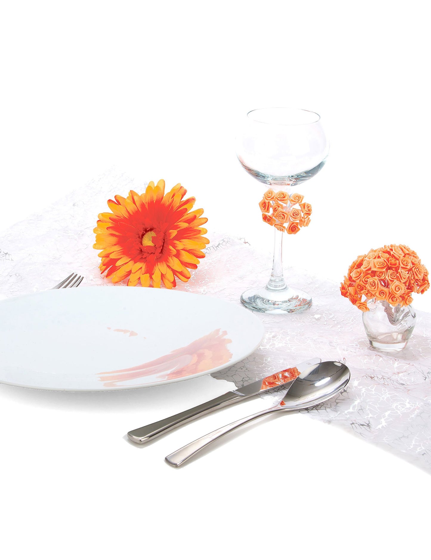 48 mini barackszínű szaténrózsa száron 1 x 8 cm