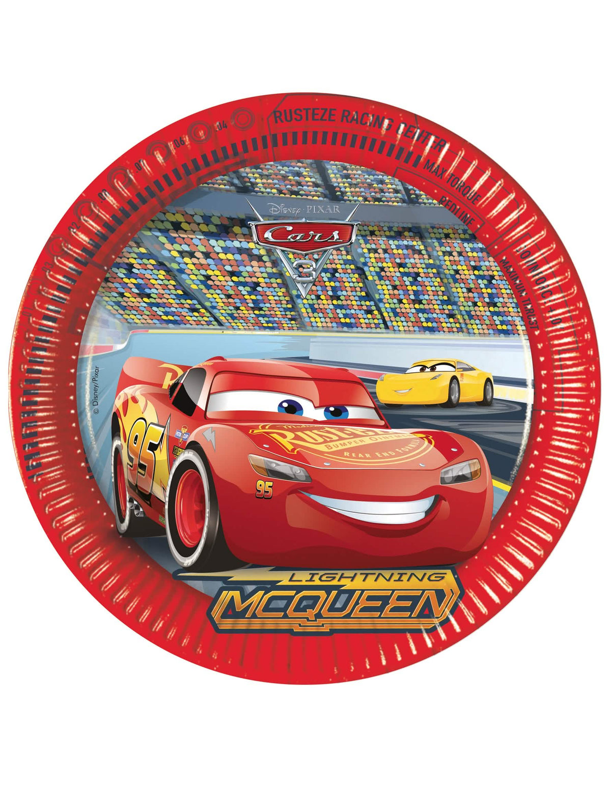Papírtányérok Cars 3 gyermek számára, pirosak Flash McQueennel
