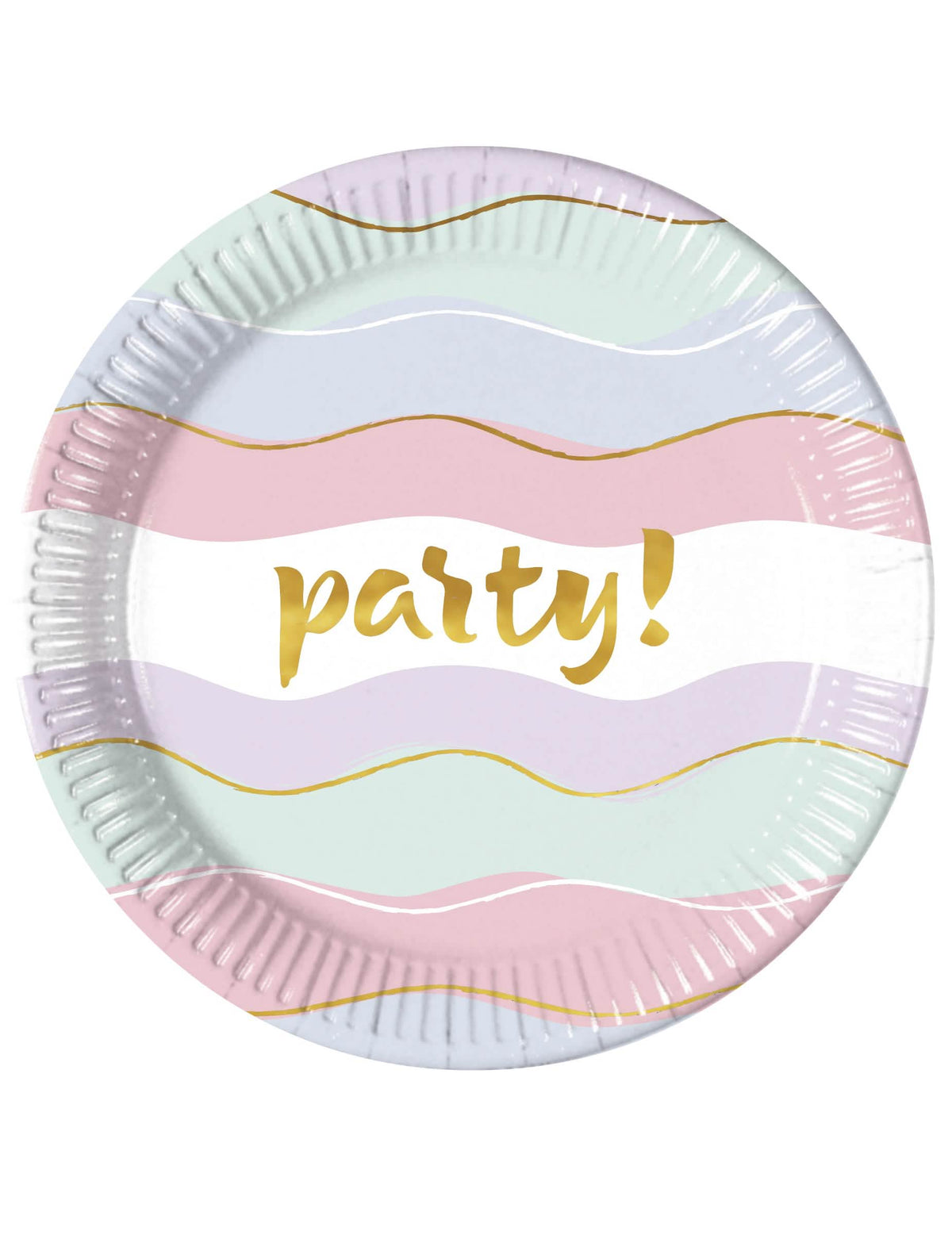 Assiettes en carton Elegant Party pour fête pastel à vagues dorées