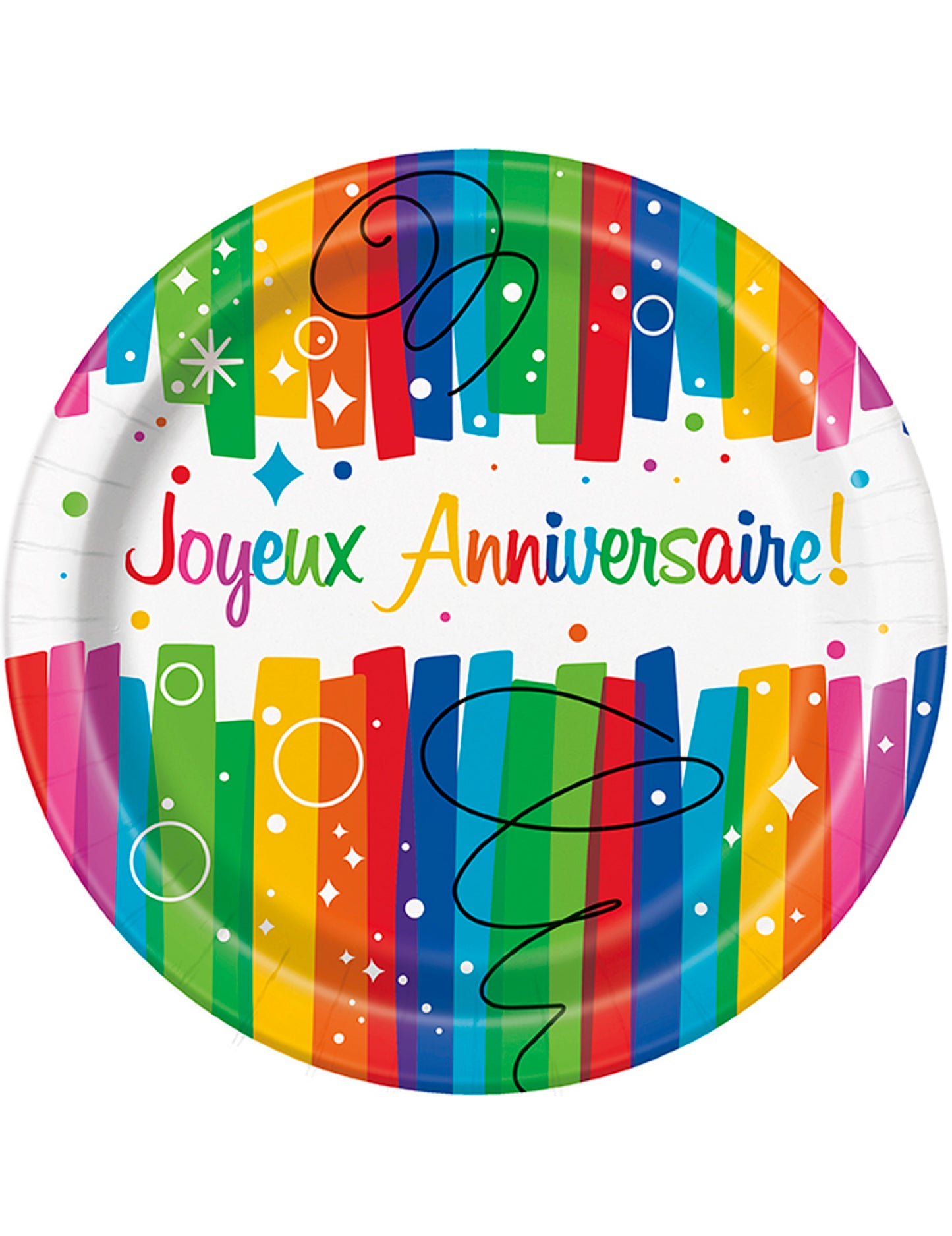 8 db többszínű születésnapi papírtányér 23 cm ünnepi asztalra