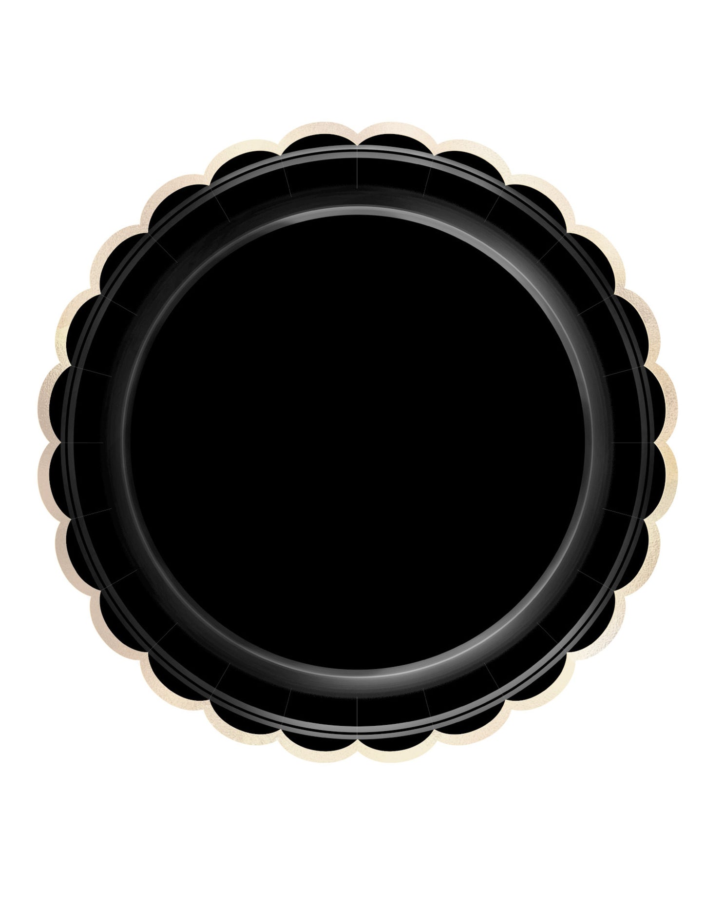 8 fekete és arany színű, kagylómintás kartontányér 23 cm sikkes