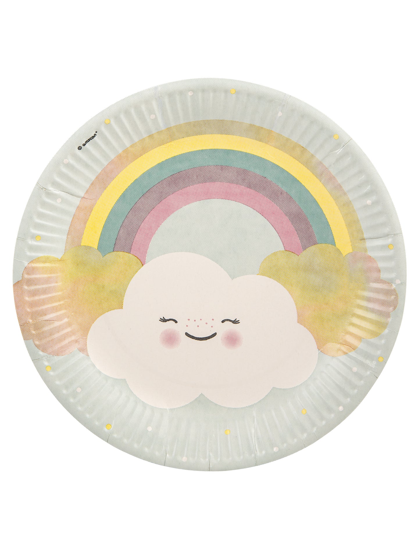 8 db kis felhő alakú papírtányér 23 cm szivárvány