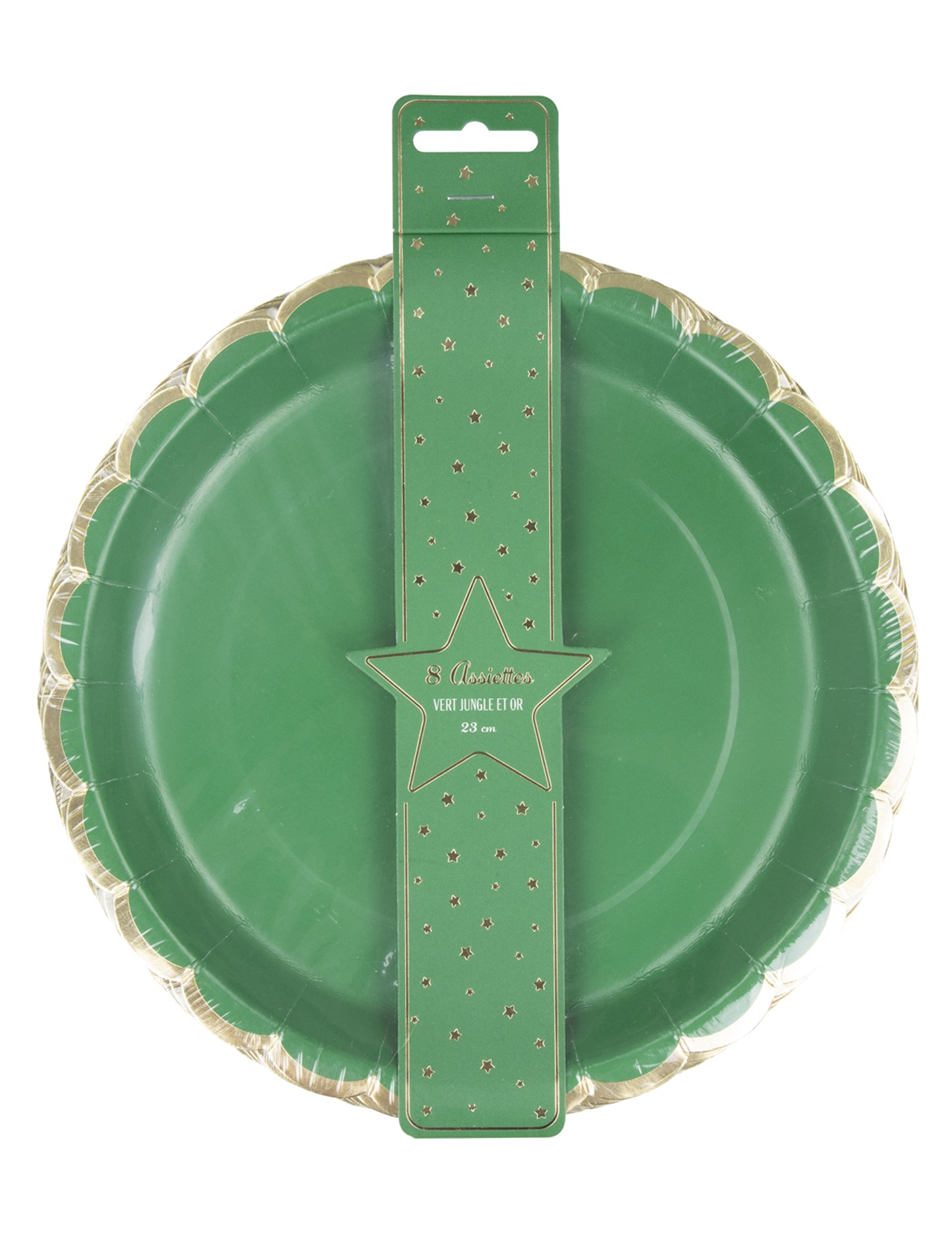 8 kagylómintás zöld és arany kartontányér 23 cm karácsonyra
