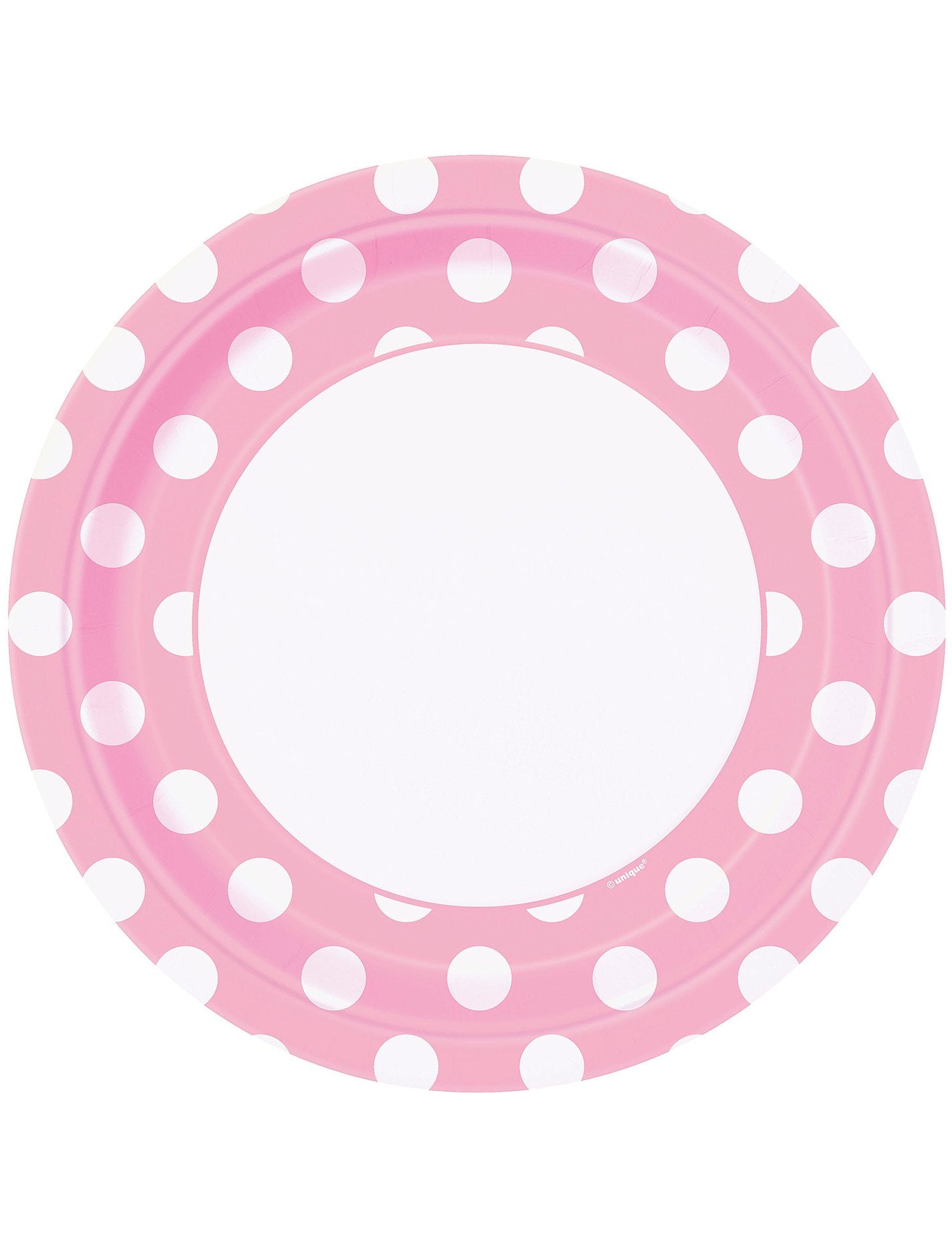 Rózsaszín világos pöttyös papírtányérok