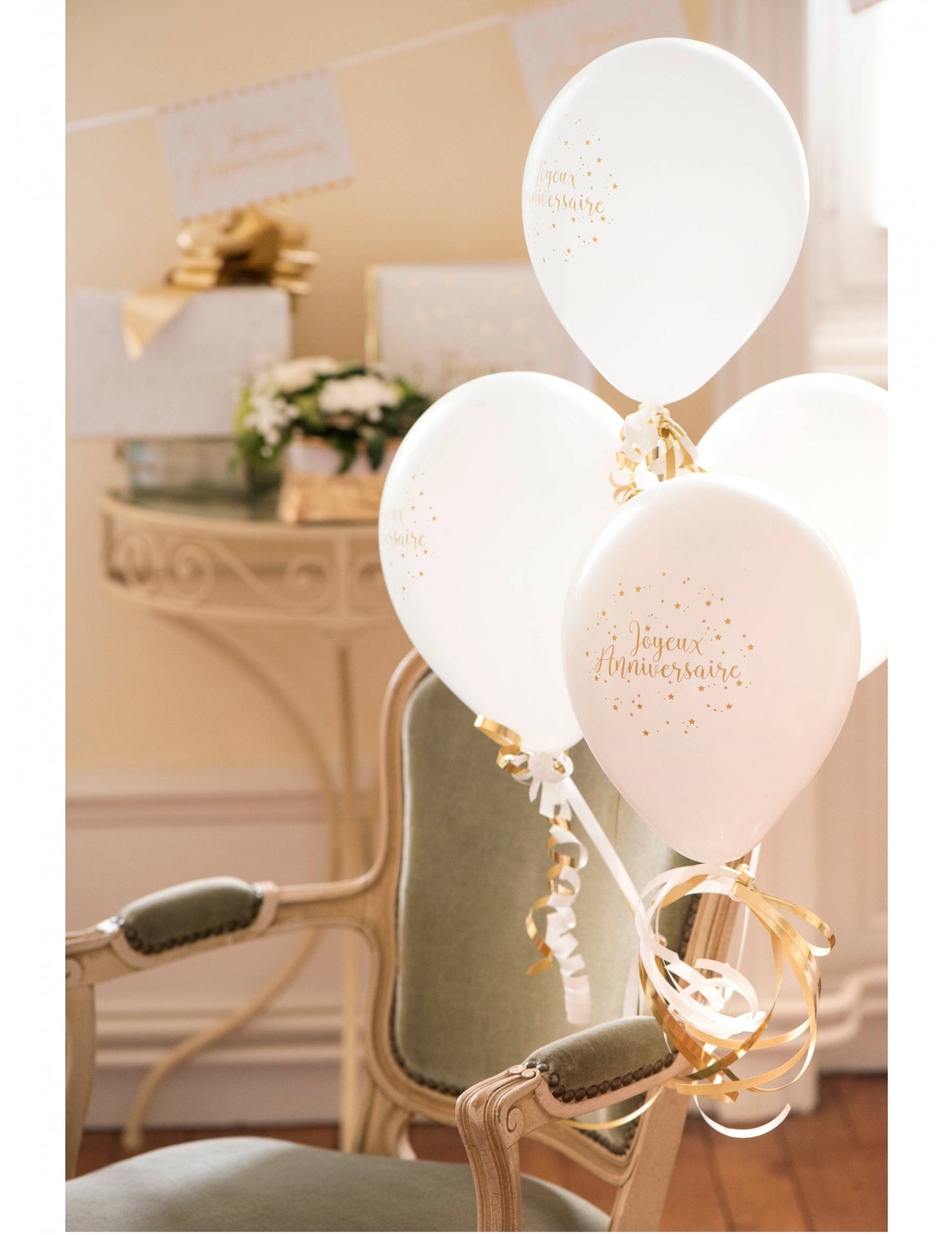 8 db fehér és metál arany boldog születésnapot latex lufi 23 cm ballon