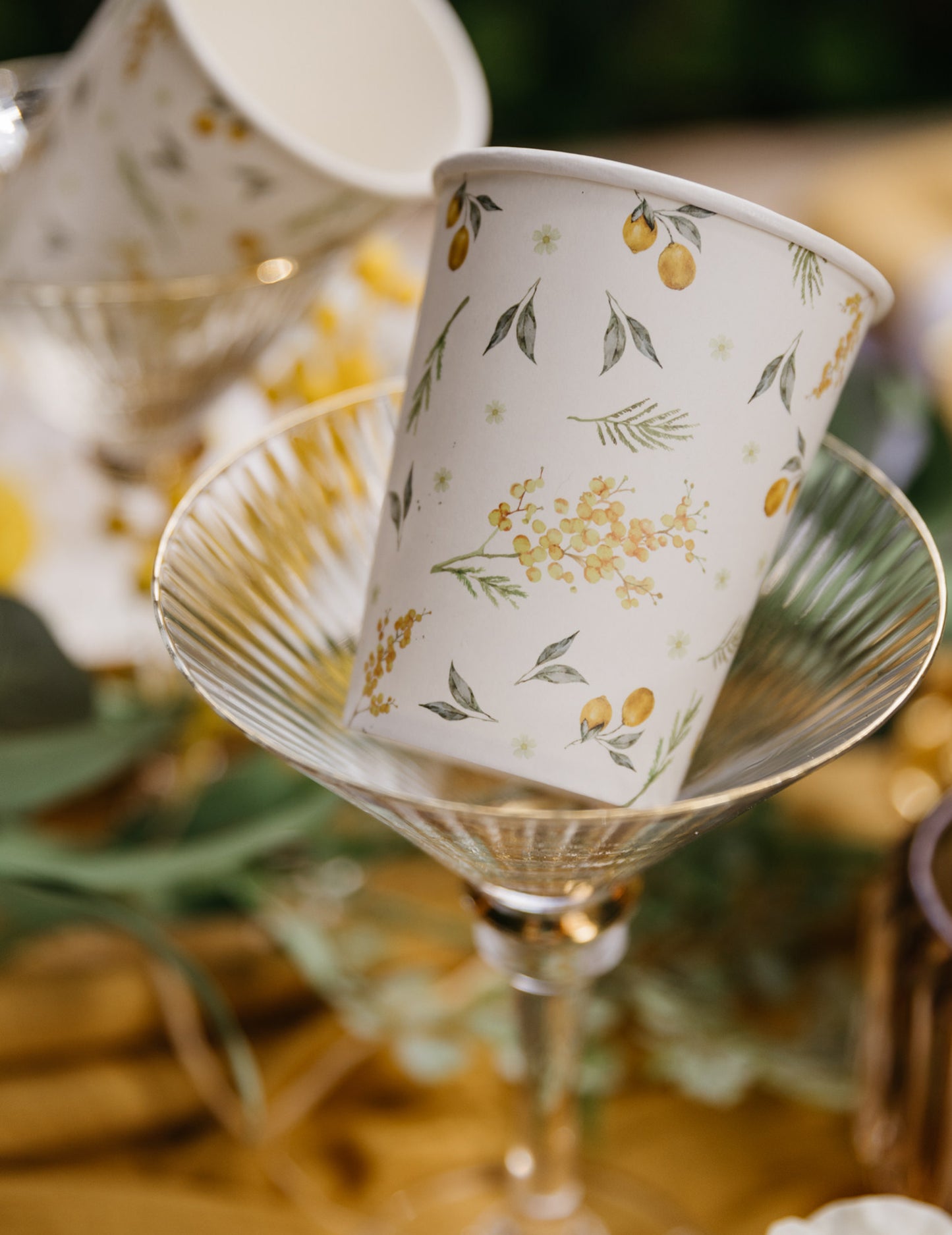 8 db citrom alakú kartonpohár levelekkel, 255 ml, születésnapra