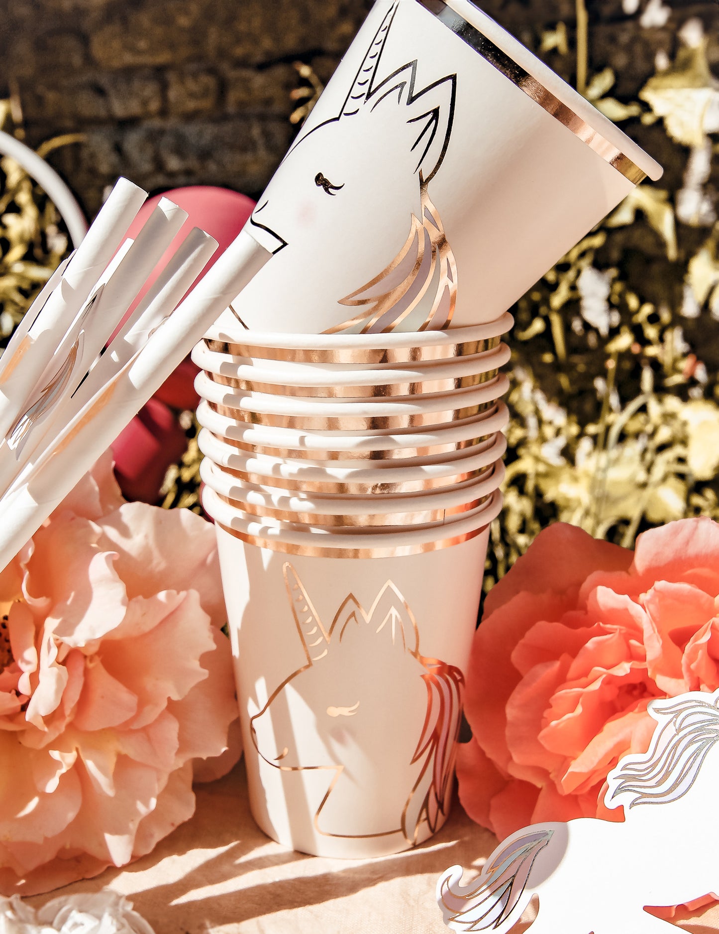 8 db varázslatos pasztell és arany unikornis kartonpohár, 250 ml