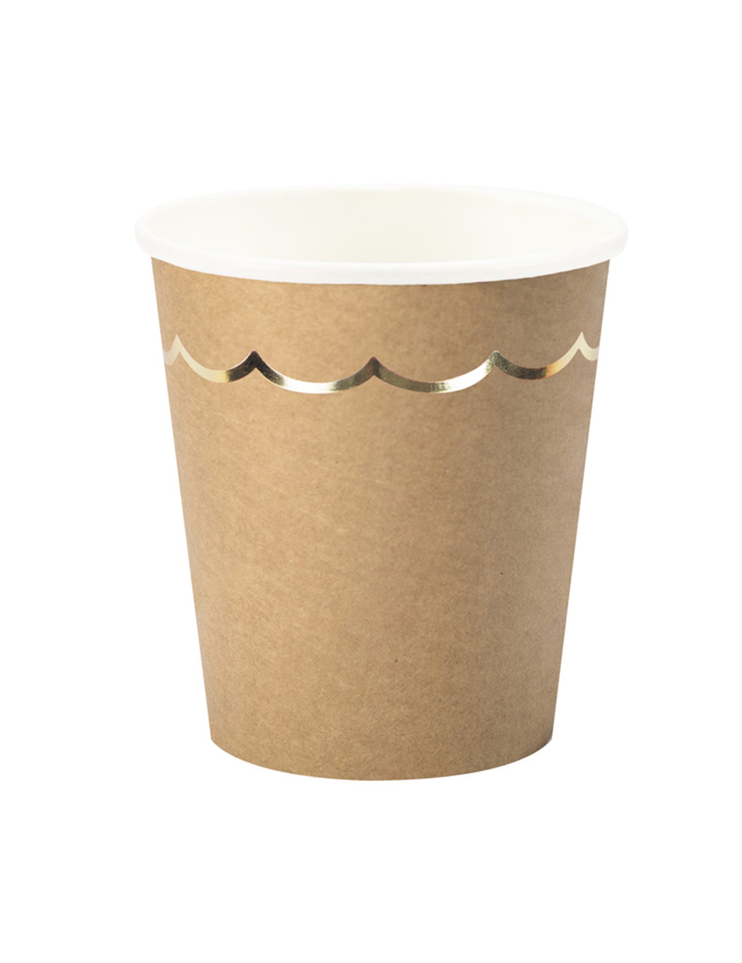 8 db kraft és aranyozott, kagylómintás kartonpohár, 200 ml