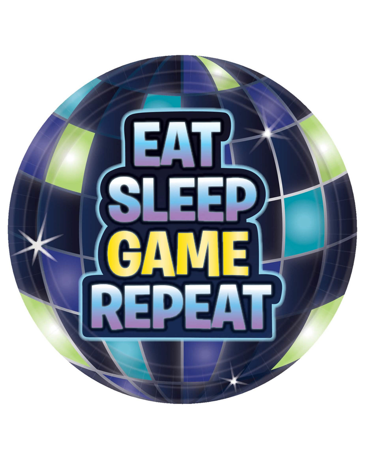 Kék és zöld Battle royale papír tányérok Eat Sleep Game Repeat felirattal