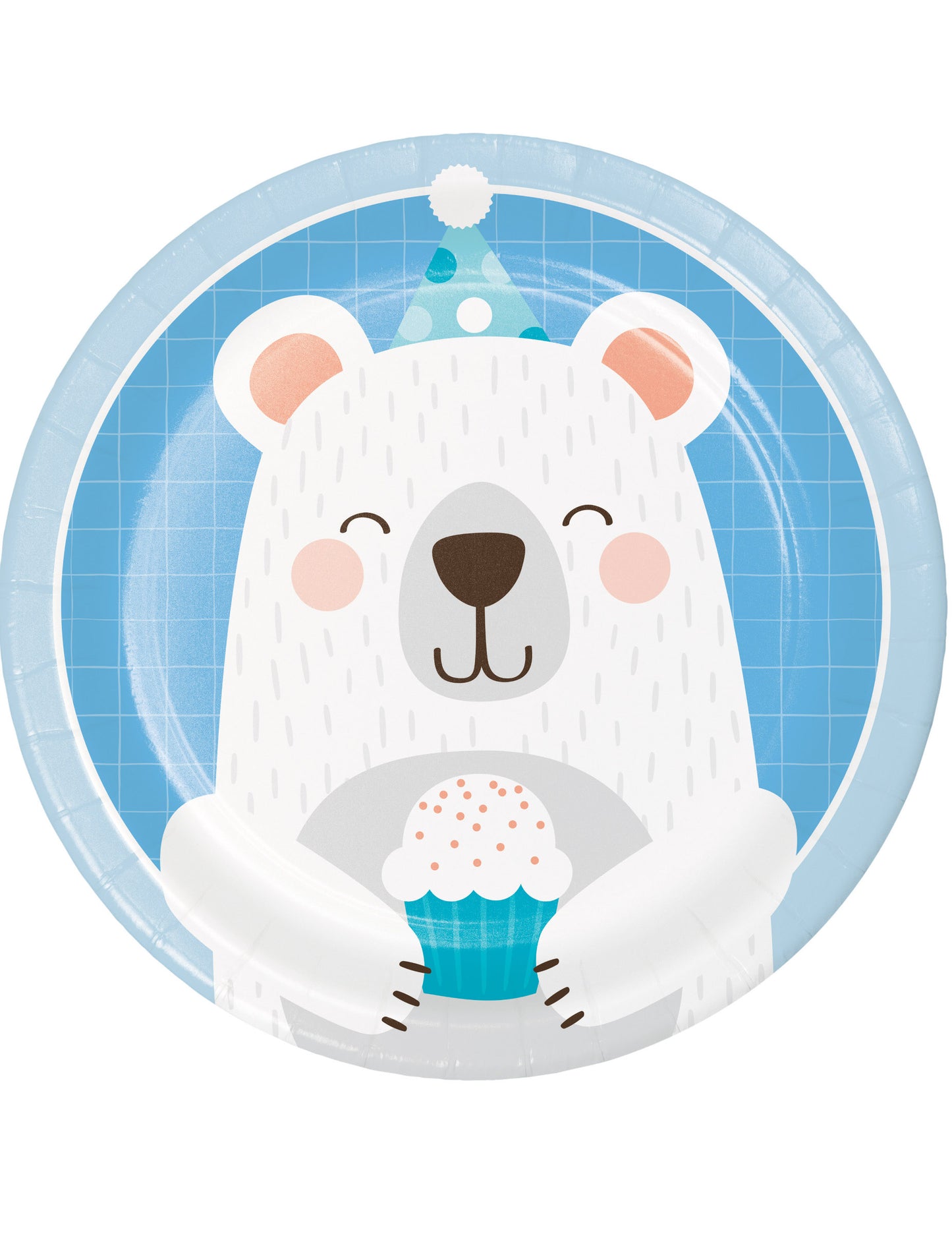 8 db kis fehér maci papírtányér 18 cm születésnapi uzsonnára