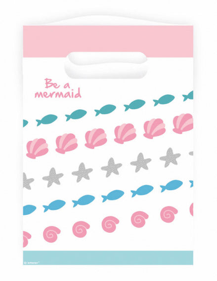 8 sacs cadeau sirène 23 x 17 cm en plastique