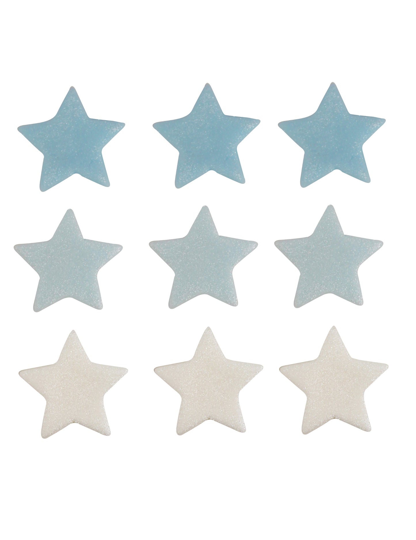 9 cukor tortadísz, kék és fehér csillagok, 2,5 cm cukrászathoz