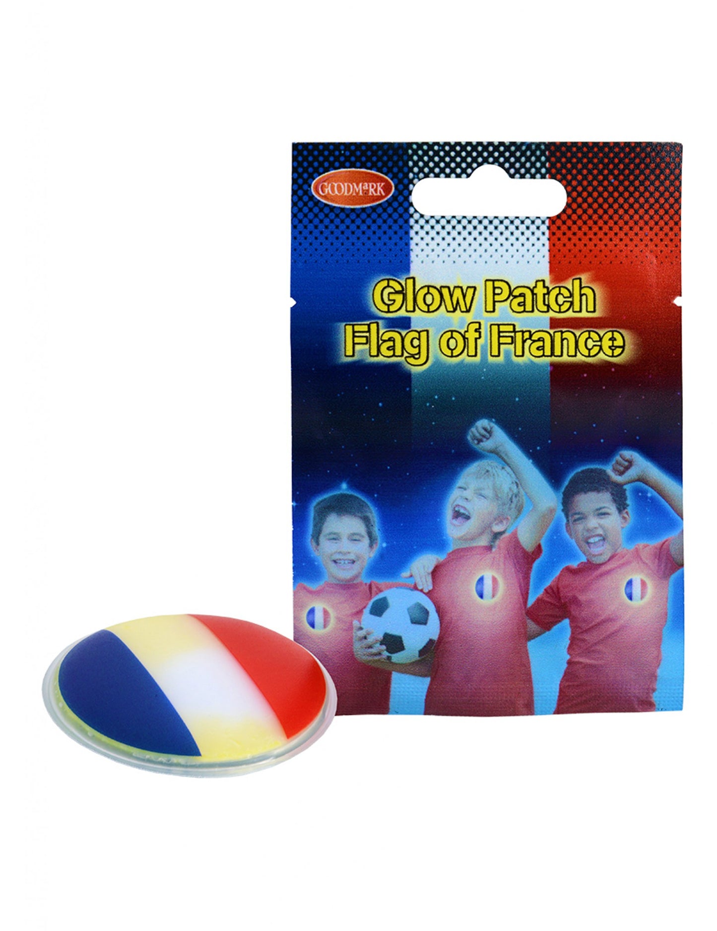 Badge lumineux supporter France pour adulte et enfant bleu blanc rouge