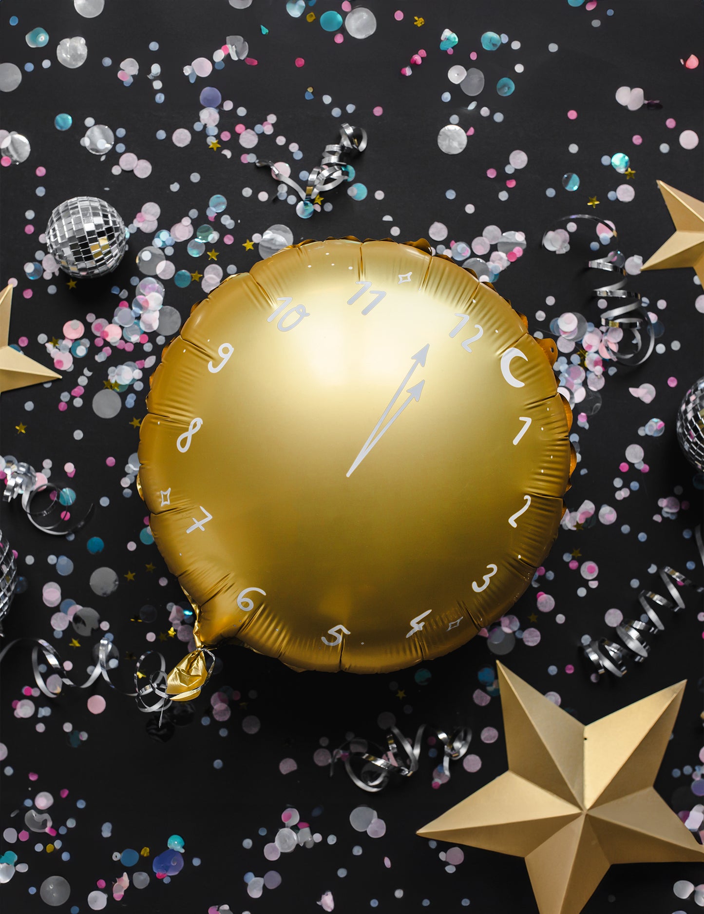 Ballon arany óra éjfélkor 45 cm -es óra