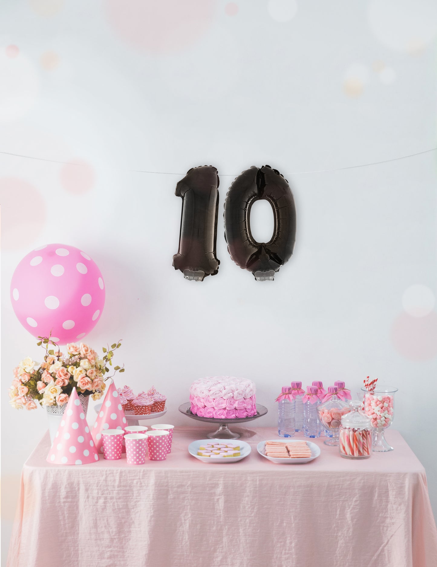 Mise en situation du chiffre 10 du ballon aluminium chiffre noir