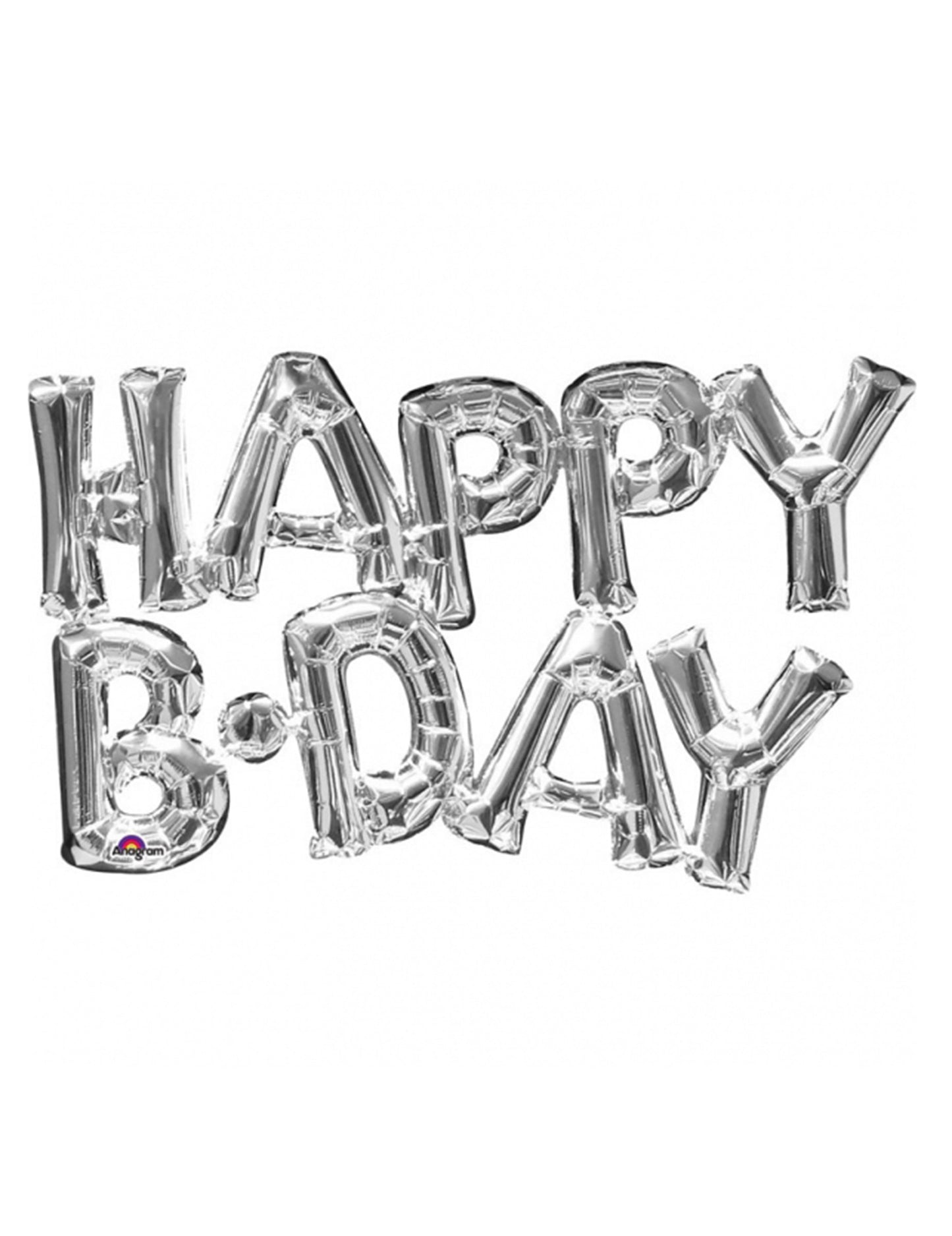 Ballon aluminium lettres Happy Birthday argent