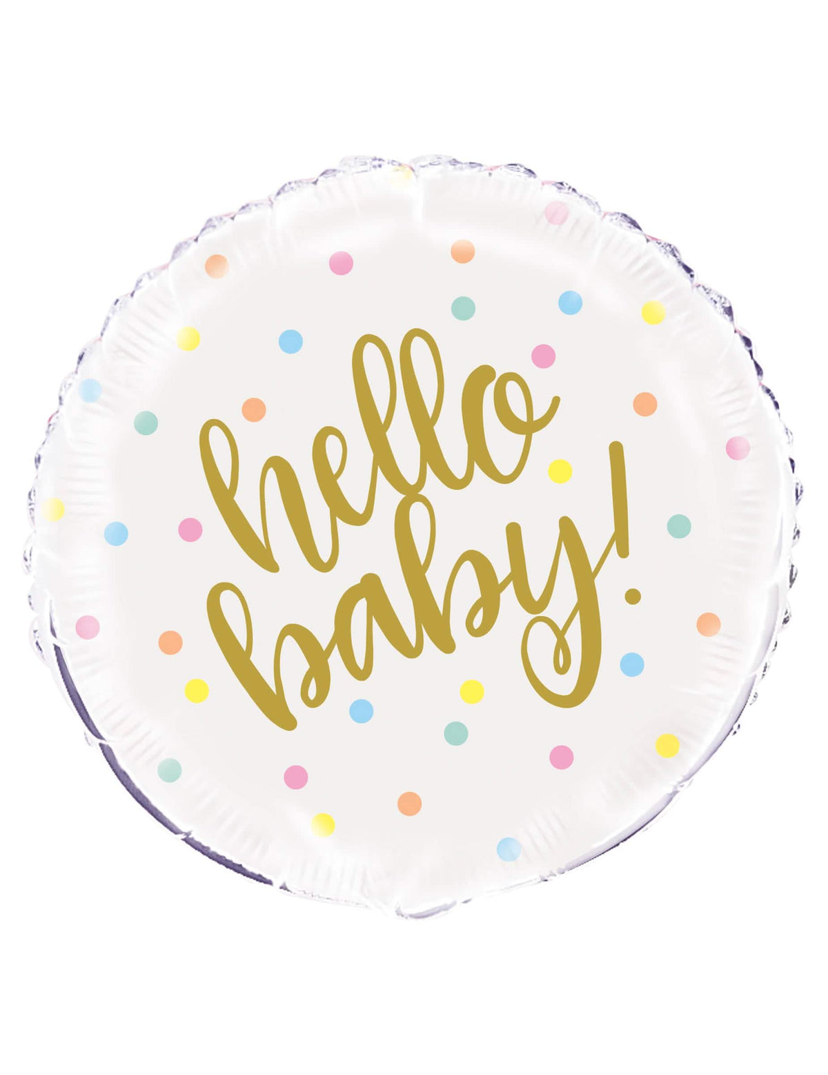 Hello Baby fehér és arany alumínium lufi baby showerre