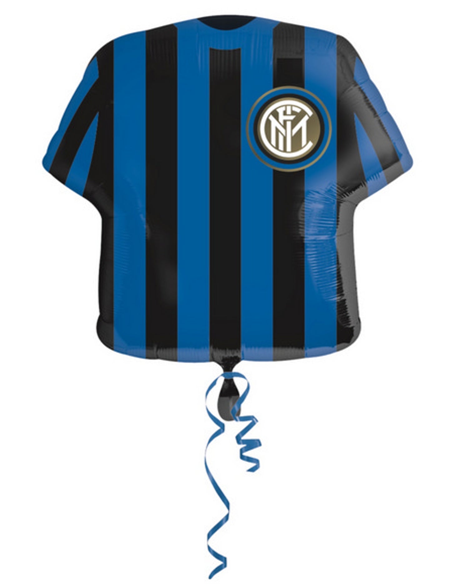 Ballon aluminium maillot de foot Inter™ pour supporter bleu et noir à rayures