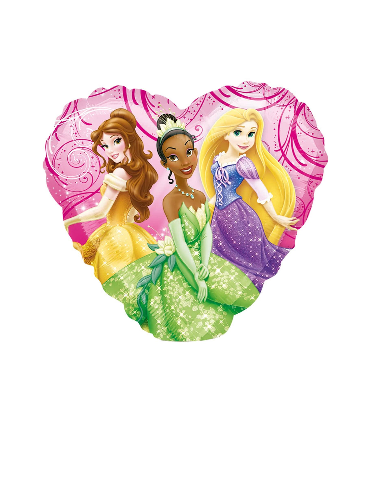 Belle, Tiana és Rapunzel Disney hercegnők alumínium lufi részletesen