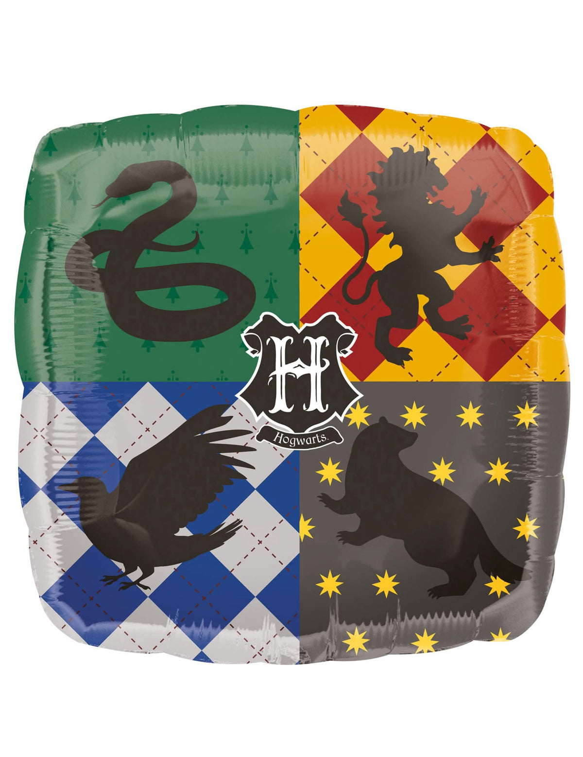 Sokszínű Harry Potter Hogwarts házak címereivel díszített négyzet alakú alumínium lufi