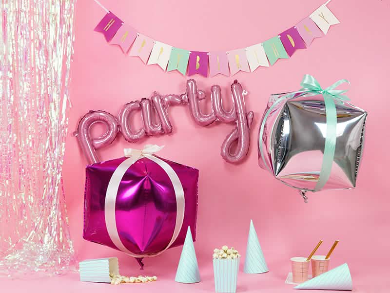 Party rózsaszín függesztett alumínium lufi dekorációs elrendezés ünnepre