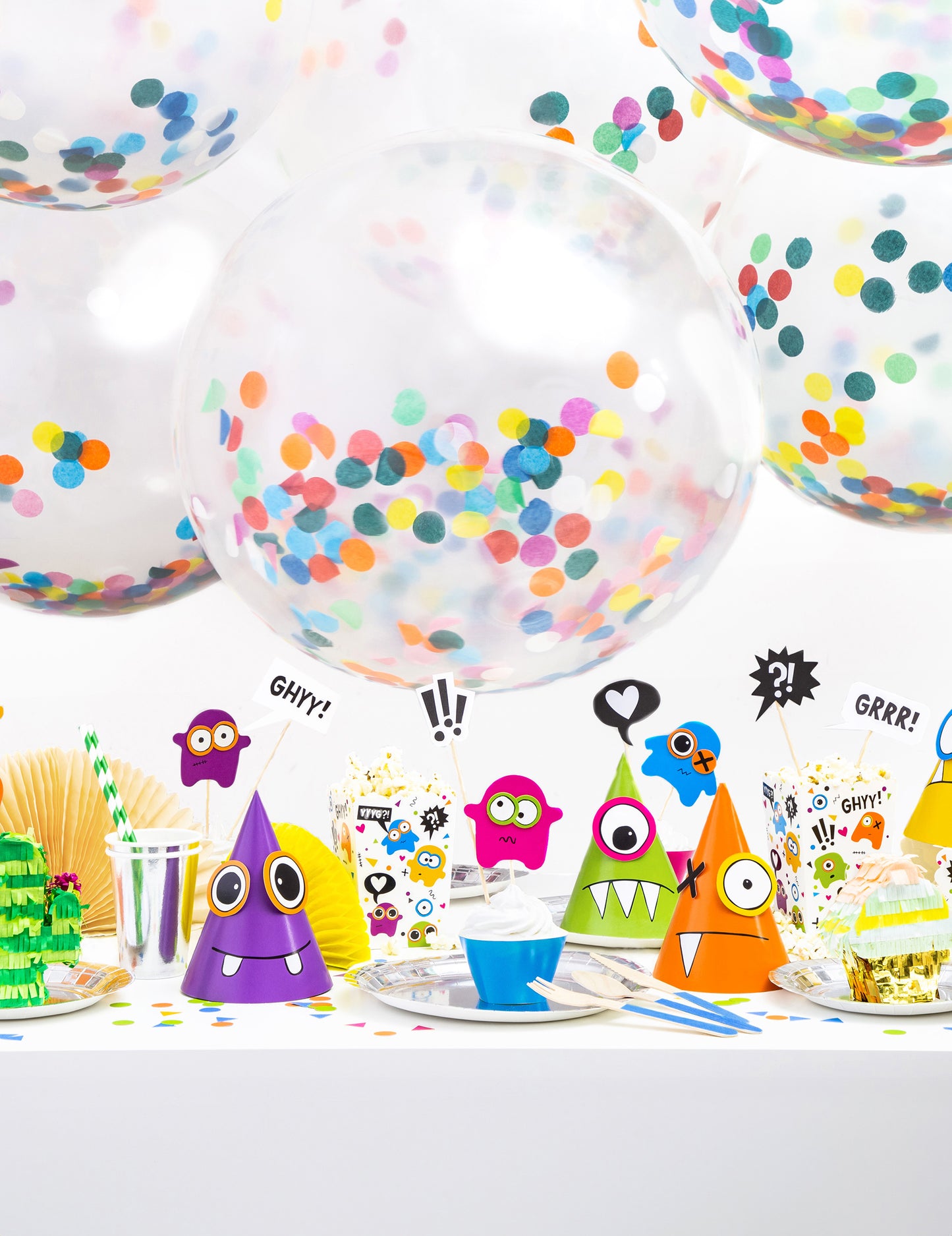 Átlátszó óriás ballon többszínű konfetti 1m