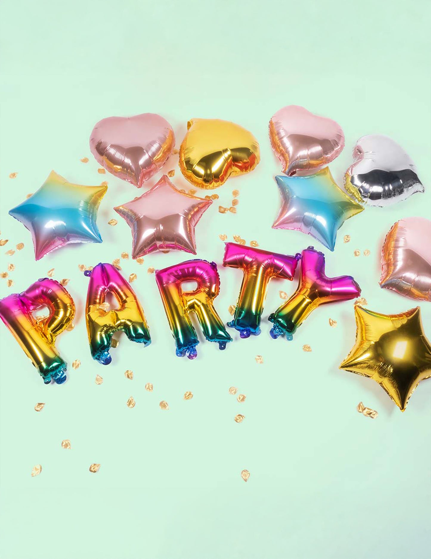 Alumínium léggömbök betűk buli szivárvány 3 m