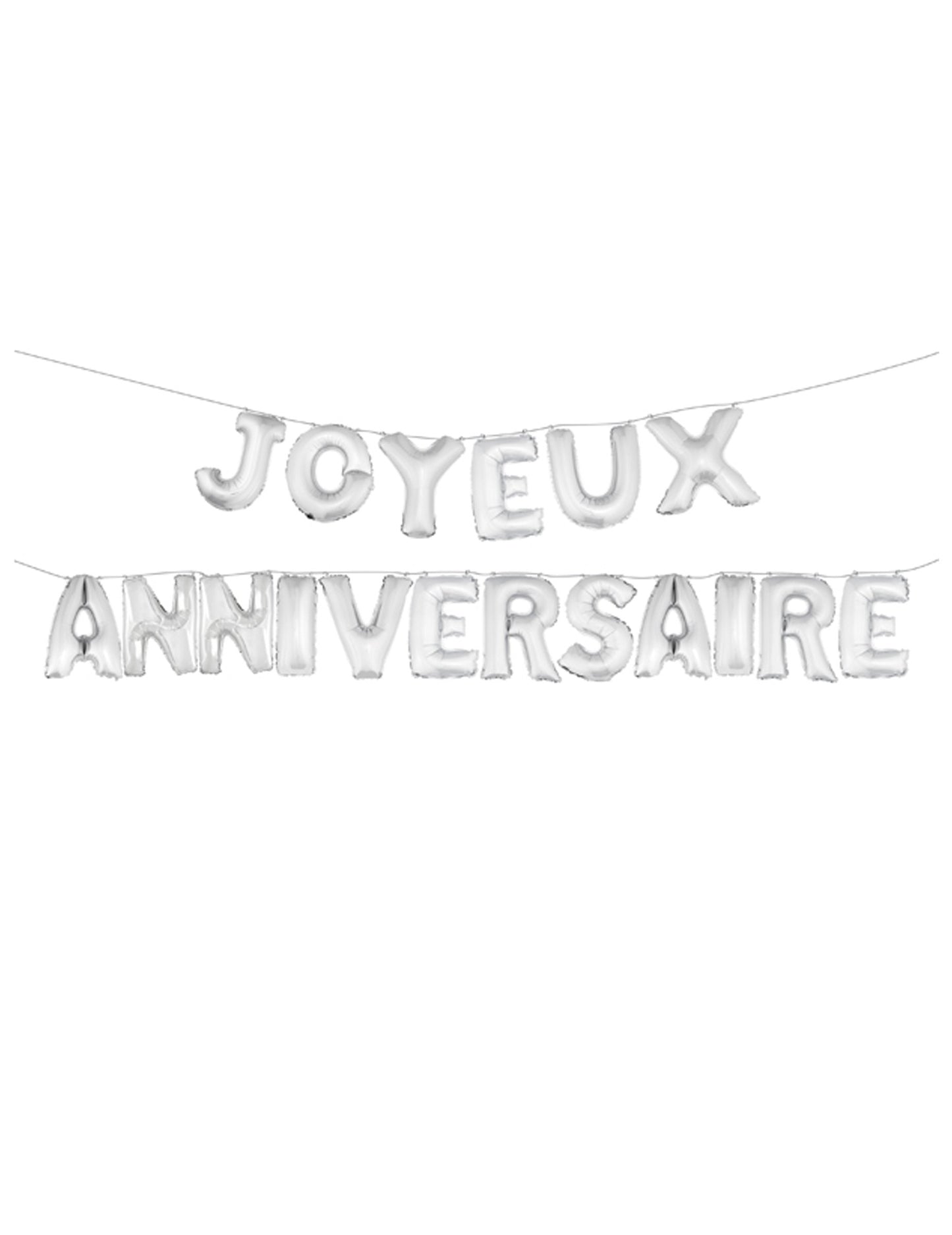 Ballons aluminiums lettres Joyeux Anniversaire pour fête argentés