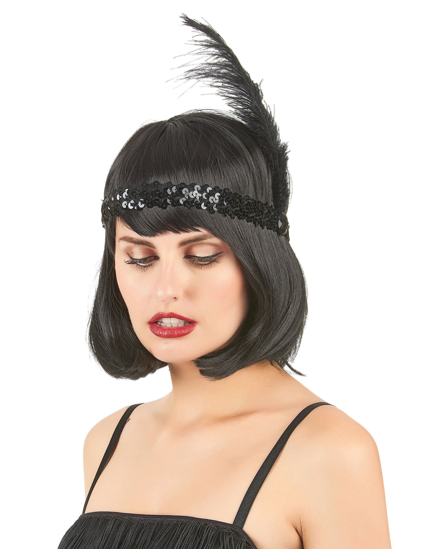 Charleston zászló flitterekkel és fekete tollmal