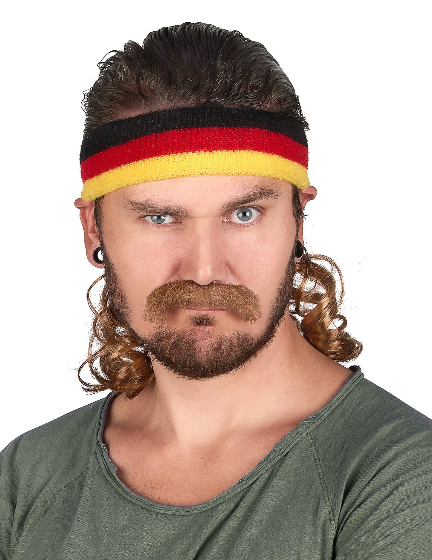 Piros és sárga fekete öszvér sáv bajuszos