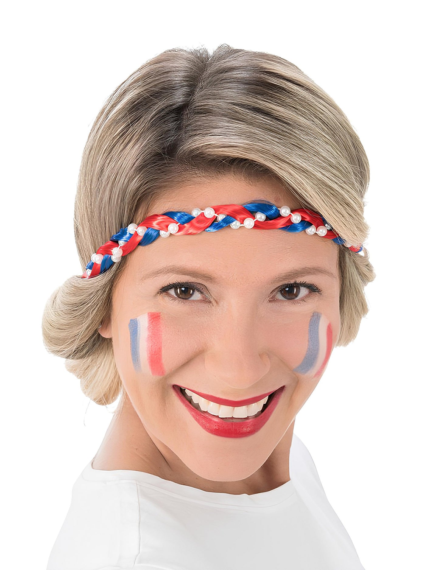 Franciaország szurkolói fejpánt fonott mintával és gyöngyökkel