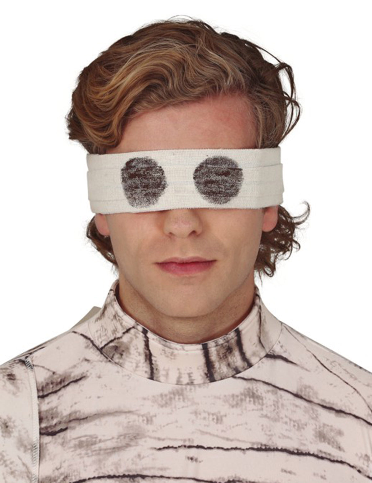 Bandeau pour les yeux pour adulte blanc avec ronds noirs